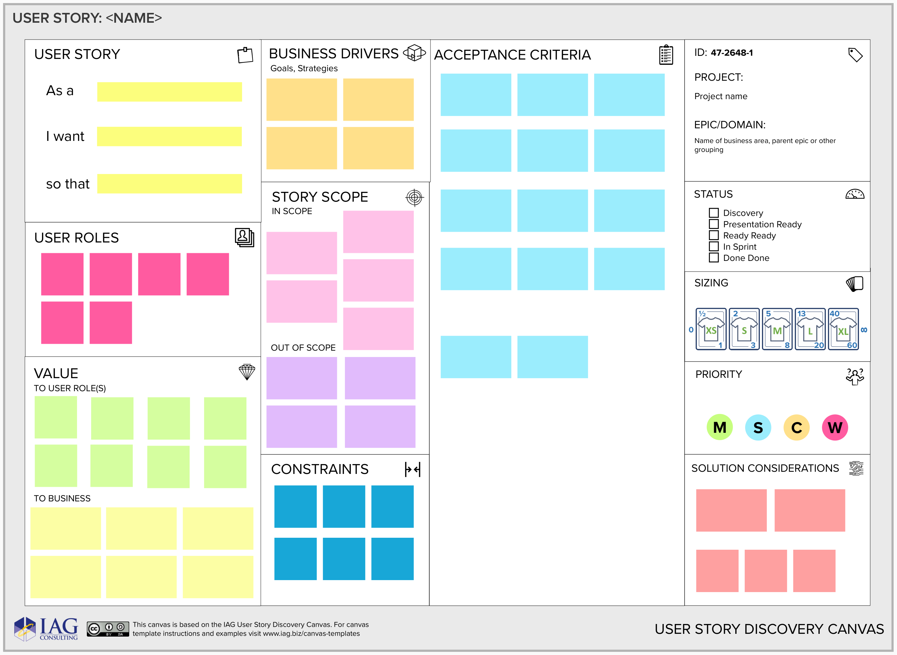 User Story Canvas IAG Consulting